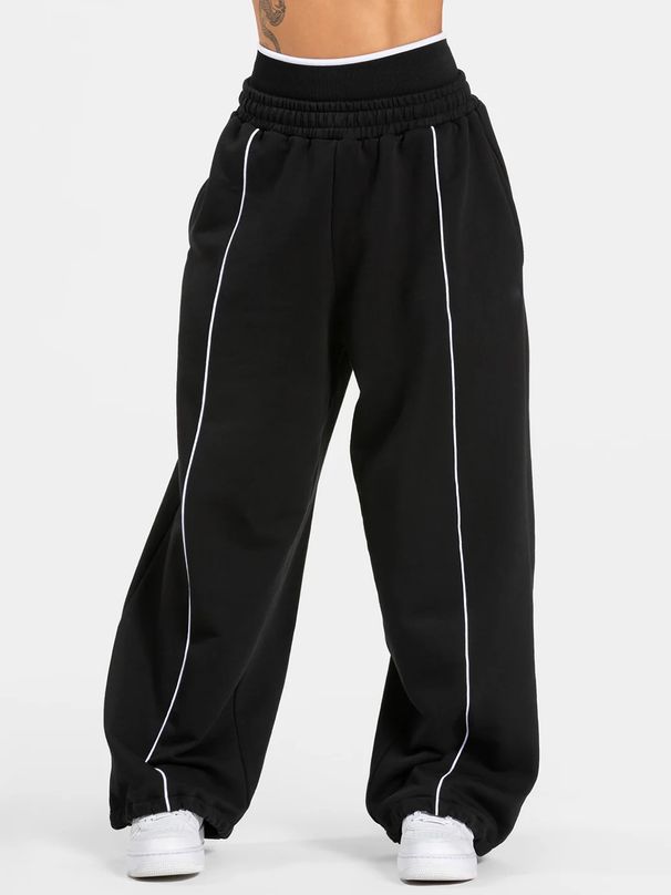 HerGym Contrastline Wide Leg Joggers Women Running Trouser Pure Cotton Mid Waist Casual Loose Sports Yoga Pants With Back Pocket_desvips.com