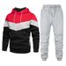 New Men's Sports Fashion Casual Winter Stitching Hooded Sweatshirt And Trousers Suit_desvips.com