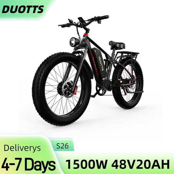 DUOTTS S26 26*4.0in Tires Electric Bike, 750W*2 Motor, 50km/h Max Speed, 48V 20Ah Samsung Battery_desvips.com