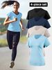 Cross-border Summer Short-sleeved V-neck Quick-drying Breathable Sweat-wicking Slim Fit Yoga T-shirt For Running_desvips.com