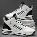 Men's High-Top Basketball Shoes Feature A Breathable Mesh Design Maximum Comfort Outdoor Shock-Absorbing Shoes,_desvips.com