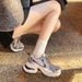 Grape Mom Style Summer Fashion Lace-up Casual Sneakers Breathable Mesh Thick-soled Height-increasing Dad Shoes For Women_desvips.com