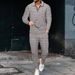 Men's Clothing texture suit long-sleeved polo suit sports pants fashion casual half zipper stand collar suit_desvips.com
