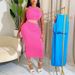 Women's Clothing new fashion casual vest high waist hip long skirt letter webbing casual two-piece suit_desvips.com