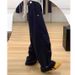 American Retro Navy Blue Embroidered Fleece-Lined Softshell Ski Men's Autumn Winter Cleanfit Outdoor Hiking Pants_desvips.com