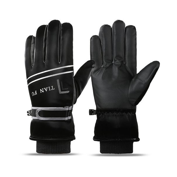 Men's Ski Gloves Autumn Winter, Suitable For Outdoor Cycling, Providing Warmth Wind Protection, With Thick Fleece Lined Gloves_desvips.com