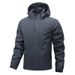 2027 Fashion Outerwear Men Pure Color Waterproof Windproof Rain Lightweight Zipper Hooded Jacket Raincoat Hiking M-6XL_desvips.com