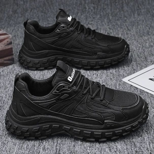 Casual Sneakers 2024 Black Fashion Platform Shoe Outdoor Mesh Breathable Vulcanized Sport Shoes For Men Erkek Ayakkabı_desvips.com