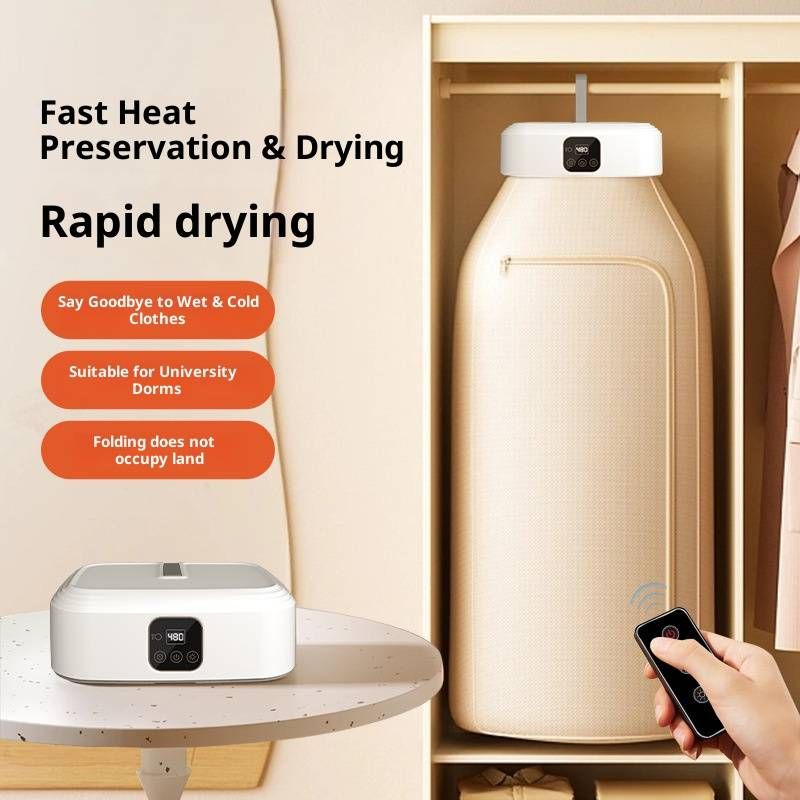 Smart Portable Clothes Dryer - 1000W PTC Fast Heating, Foldable Design With Remote Control, UV Sterilization For Baby & Home Use_desvips.com