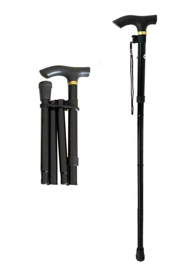 Aluminum Alloy Trekking Pole Folding Telescopic Ultralight Four-Section Outdoor Portable Elderly Walking Stick Mite_desvips.com