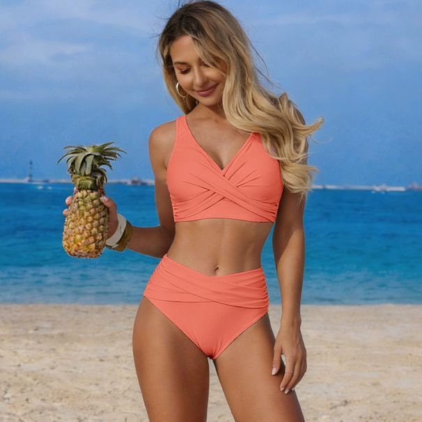 VigoBreviya 2026 Sexy Solid Strapped Swimwear Women Cross Push Up Bikini Set Brazilian Lady Swimsuit High Waist Beach_desvips.com