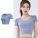 Short Yoga Top With Elastic Band & Chest Pad, Compressive, Buttery-soft, Short-sleeve_desvips.com