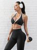 Women's Sports Bra Yoga Wear Set European And American Cross-Over Design Running Fitness Trousers Two-Piece Set_desvips.com