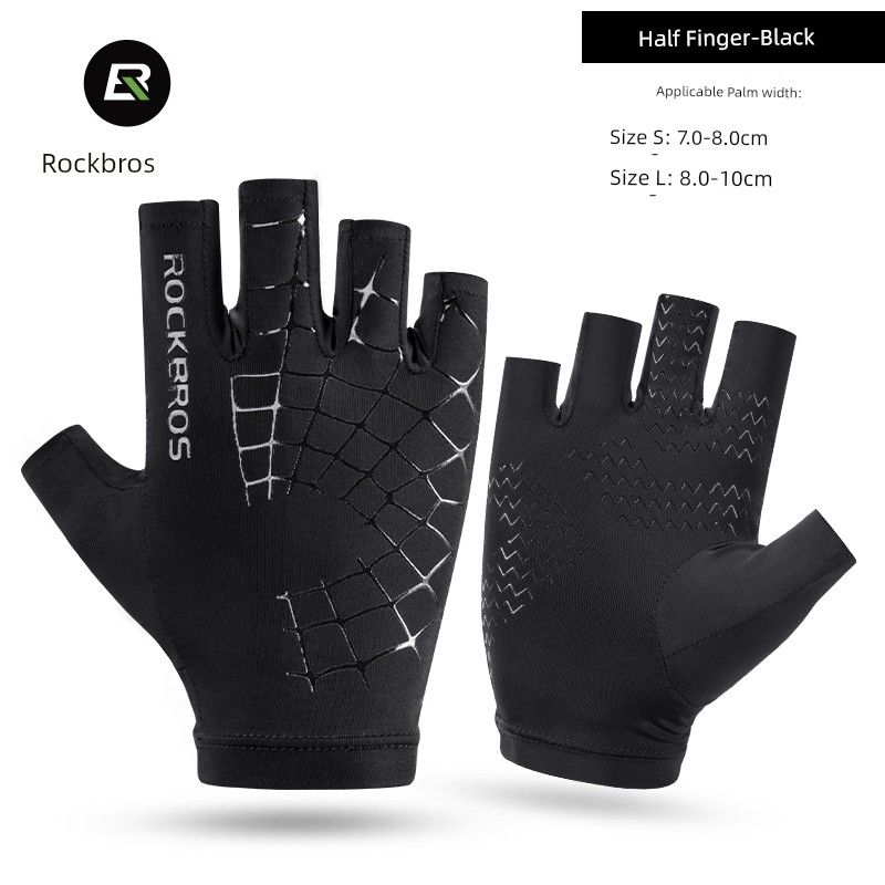 Rockbros Ice Silk Sun Protection Men Women Riding Half Driving And Fishing Leakage Two Finger Bicycle Gloves_desvips.com