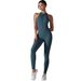 Women's One Piece Zipper Bodysuit European American Style Yoga Sports Tights Hollowed out Back Fitness Running Wear_desvips.com