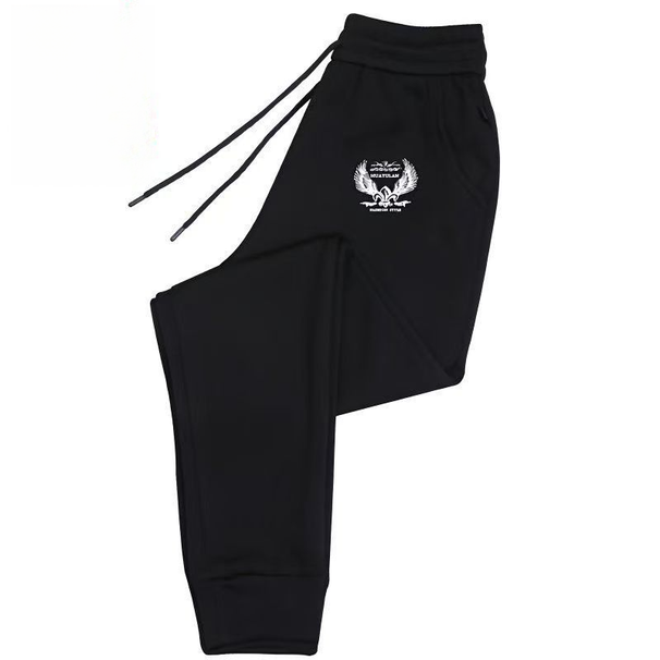 Autumn Winter Fleece Korean Style Trendy Jogger Sweatpants Loose Black Sports Men's Casual Long Pants_desvips.com