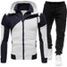 New Men's Suit Personalized Color Blocked Double-layer Zipper Hooded Cardigan Slim Fit Sweatshirt Sweatpants_desvips.com