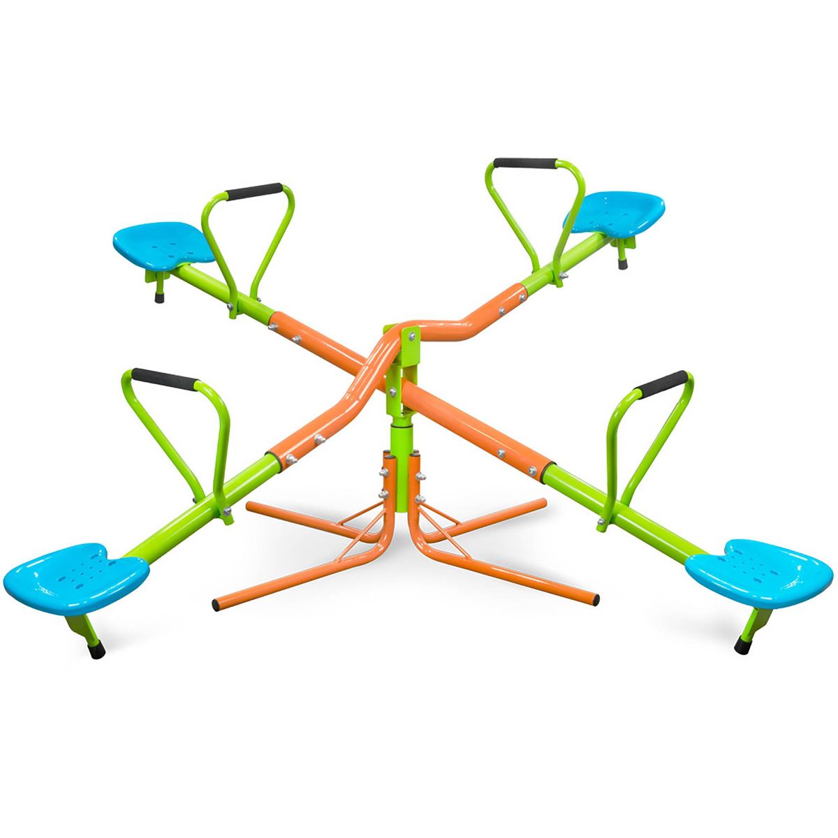 XSS004 Outdoor Playground Four-seat Seesaw For Children, A 360-degree Rotatable Sturdy Plastic Seat Seesaw Suitable For Kids Aged 3 And Above_desvips.com