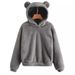 Women's Clothing autumn and winter new fluffy rabbit ears hooded warm sweater sweater_desvips.com