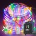ICRGB Solar Rope Lights, 66FT 200LED With 1800mAh Battery, IP67 Waterproof Outdoor Decorative Lighting With 8 Modes And Timer Function For Trampoline,_desvips.com