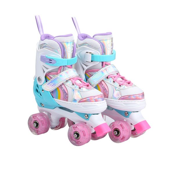 Kids Roller Skates For Ages 2-10, Beginner's Four-Wheeled Flash Double Row Skates, Boys And Girls Adjustable Inline Skates_desvips.com