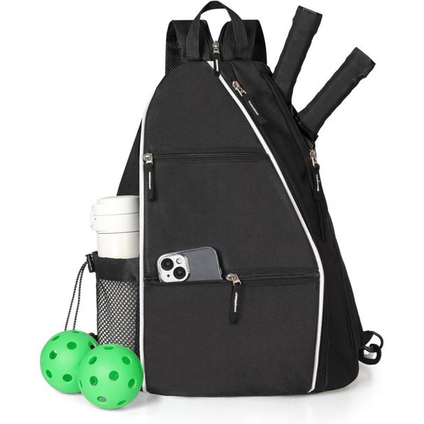 Pickleball Bag For Women, Adjustable Tennis, Basketball Sling Bag, Pickleball Backpack With Water Bottle Holder_desvips.com