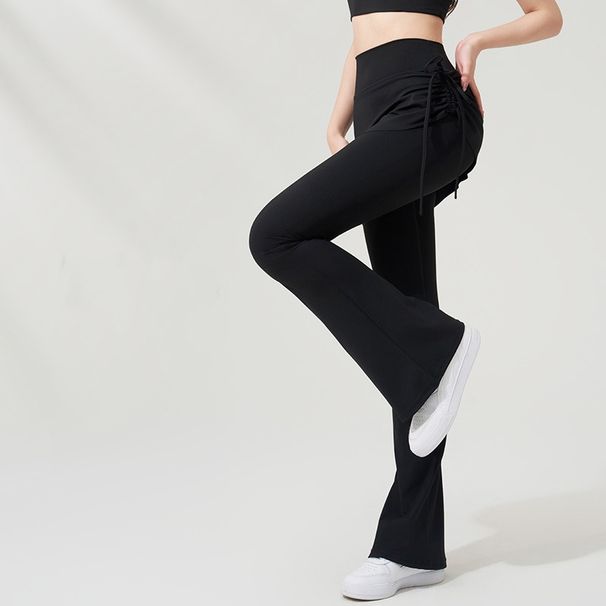 Yoga Bell-bottom Pants Fake Two-piece Skirt Pants High Waist Hip Lift Tight Body Anti-exposure Pilates Sports Fitness Leggings_desvips.com