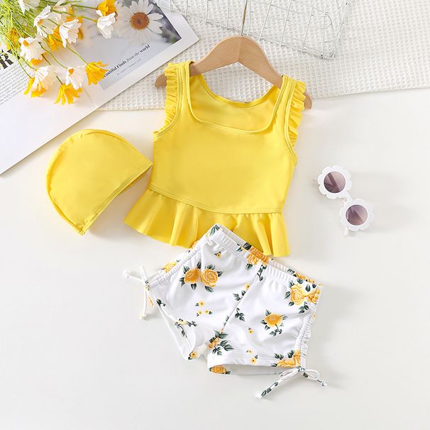 Cross-border 2026 Korean Girls' Swimsuit, Tank Top Style, Two-piece With Boxer Shorts, Quick-dry Children's Swimwear For_desvips.com