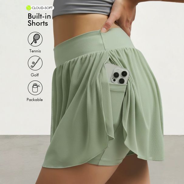 High-waist Athletic Short Skirt With Pockets, Casual Tennis Skirt, Anti-showing-through Design, Breathable, Fitness-friendly Pleated Skirt_desvips.com