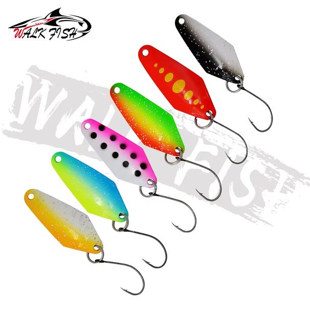 WALK FISH 6Pcs/Lot 3.2cm 2.3g Spoon Lure Fishing Bait Metal Colorful Sequins Spoon-shaped Artificial Baits Trout Salmon Spinner_desvips.com