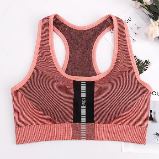 Summer Color Block Fitness Running Sports Bra Push Up Breathable Beautiful Back Medium Strgth Shockproof Yoga Vest_desvips.com