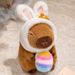 Easter Egg Capybara Plush Toy Doll With Bunny Ears Hat Holding An Egg, Gift_desvips.com