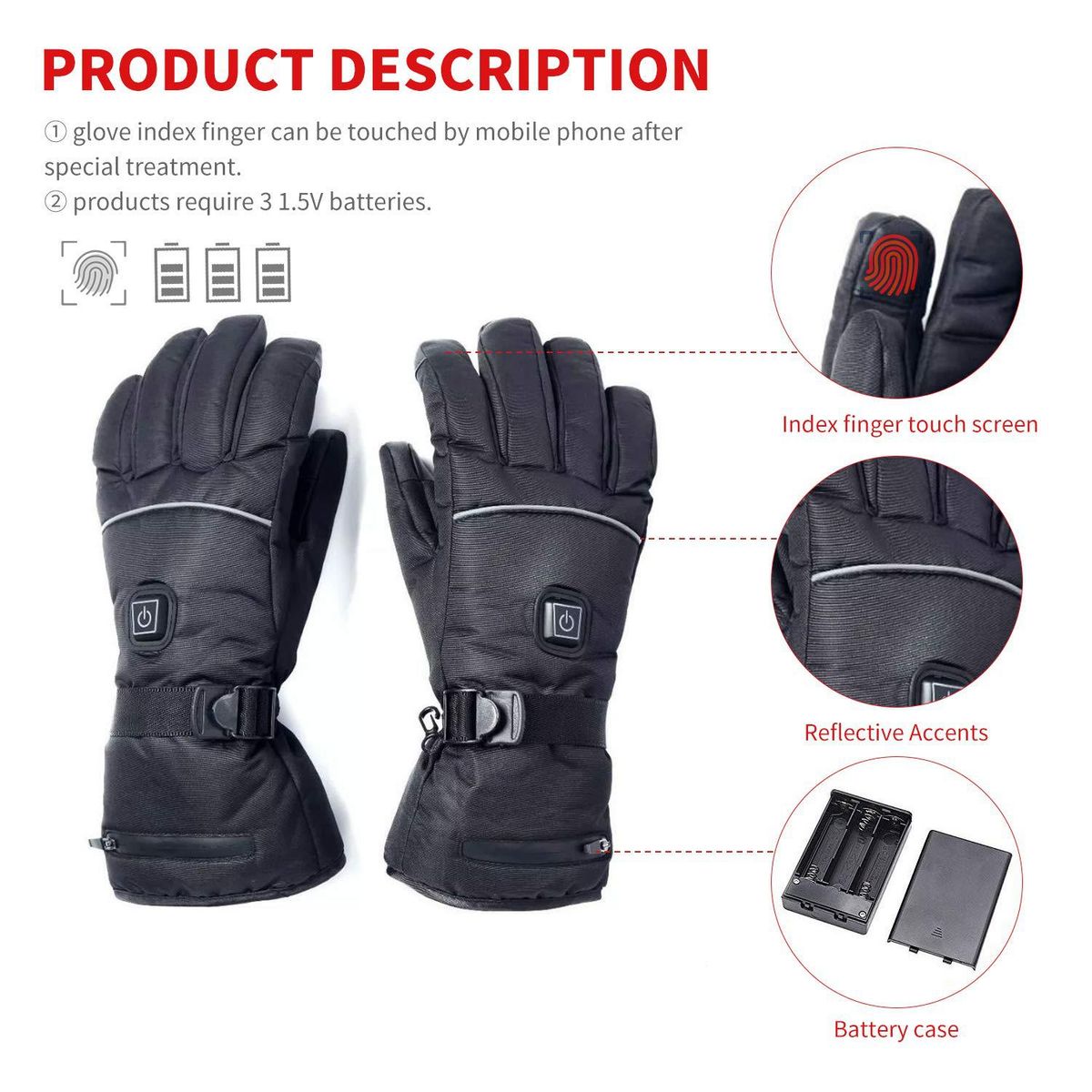 Heated Gloves For Men/Women – 3-Temperature Electric Ski Gloves (5000mAh & Windproof)_desvips.com