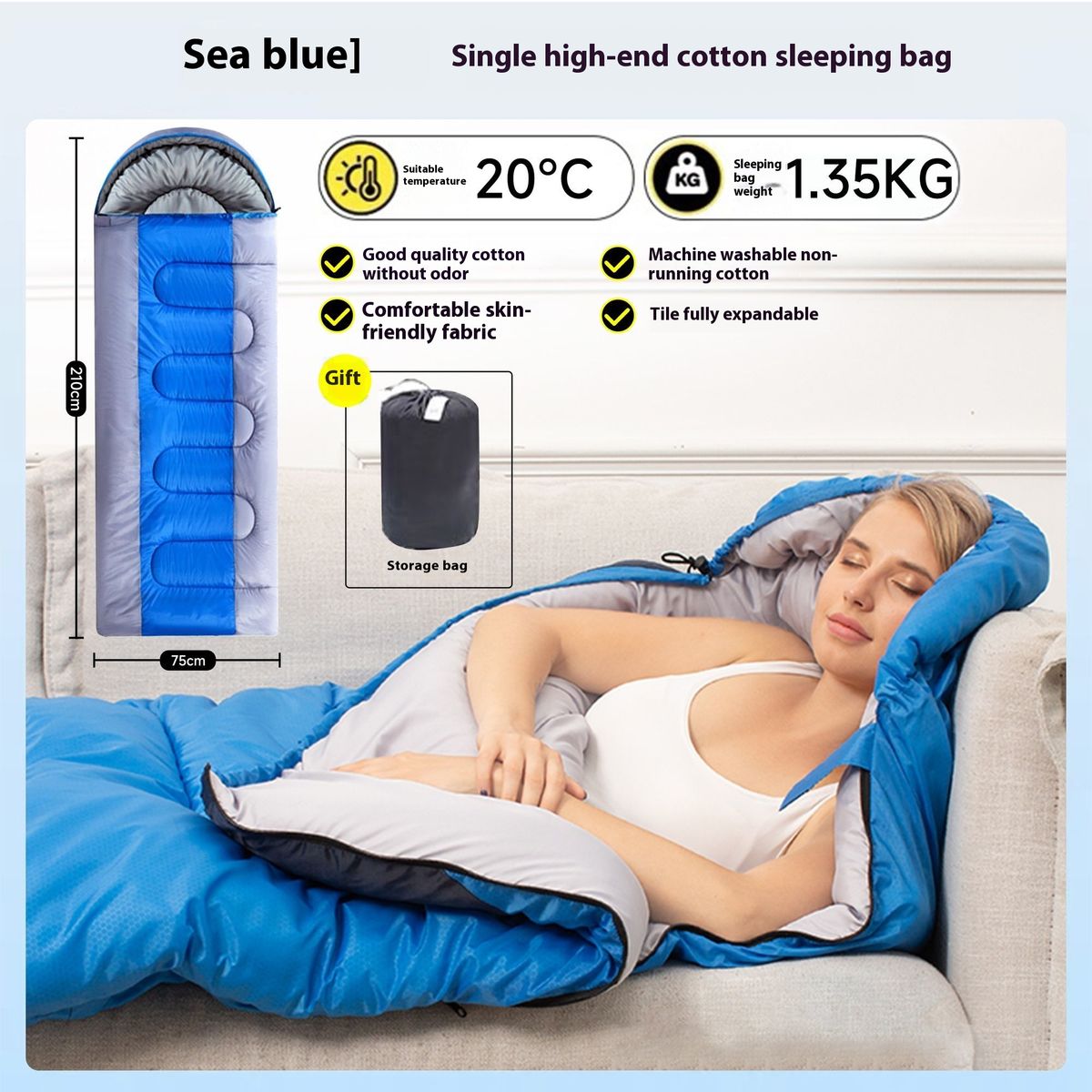 Sleeping Bag Outdoor Adu Four Seasons Winter Camping Dirt-Proof Thickened Double Cold-Proof Warm Single Person Nap_desvips.com