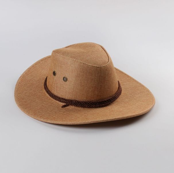 American Linen Hats For Men And Women, Outdoor Hiking Knight Wide-brimmed Hats, Artistic Retro Style_desvips.com