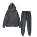 Fleece Zipper Shirt Men's Cardigan Hooded Loose Sweatshirt Sweatpants Solid Color Full Set Sportswear_desvips.com