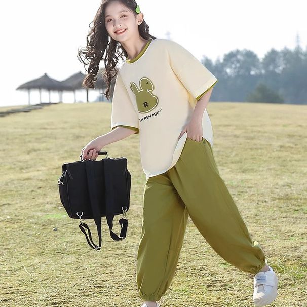 New Girls: Short-sleeved T-shirts, Outfits Older Children, Trendy Summer Sets Girls, Children's Clothing For Girls_desvips.com