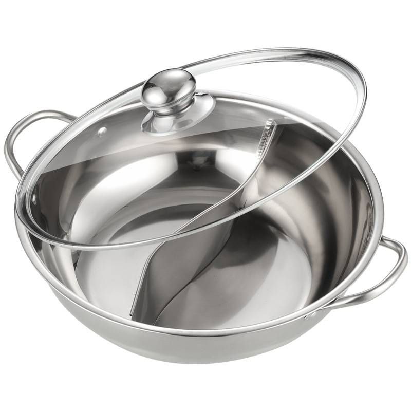 Heavy-Duty Stainless Steel Hot Pot With Lid - Dual-Soup Design For Induction Cooktops & Gas Stoves Includes Handles & Gift Box_desvips.com