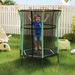 Trampolino Elastico Per Bambini 3-10 Anni Con Ingresso A Cerniera E Pali Imbottiti, 122x111x190 Cm, Verde_desvips.com
