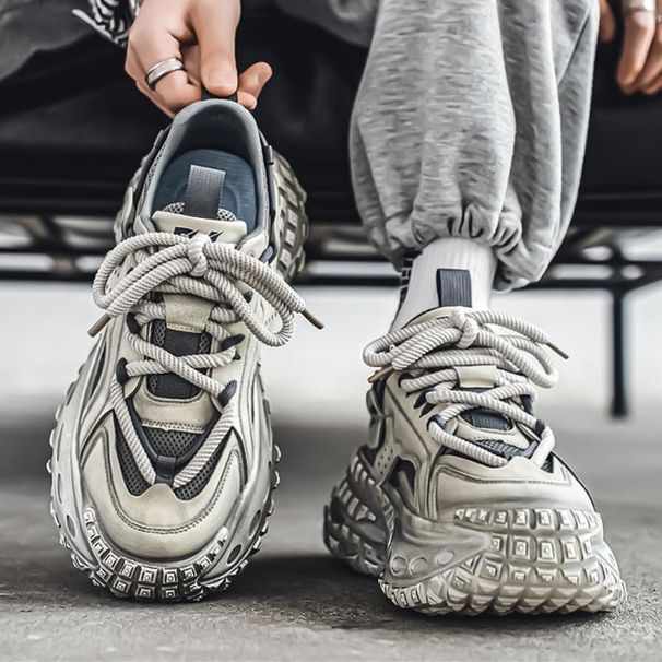 Spring Autumn 2027 Fashion Sneakers Dad Shoes Men PU+Mesh Breathable Tire Bottom Thick Sole Non-Slip Wear-Resistant Running Shoes 39-44_desvips.com