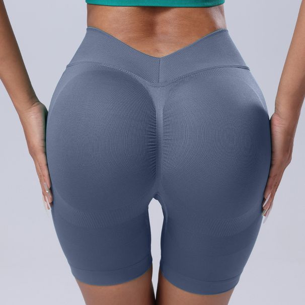 New Seamless Back V Peach Hip Lift Tight Fitness Sports Summer Cycling Quick-Dry Yoga Three-Quarter Shorts_desvips.com