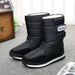 Warm Dropshipping Winter Outdoor Black Fabric Surface In Stock Velcro Adhesive Round Toe Flat Heel Men's Snow Boots Cotton_desvips.com