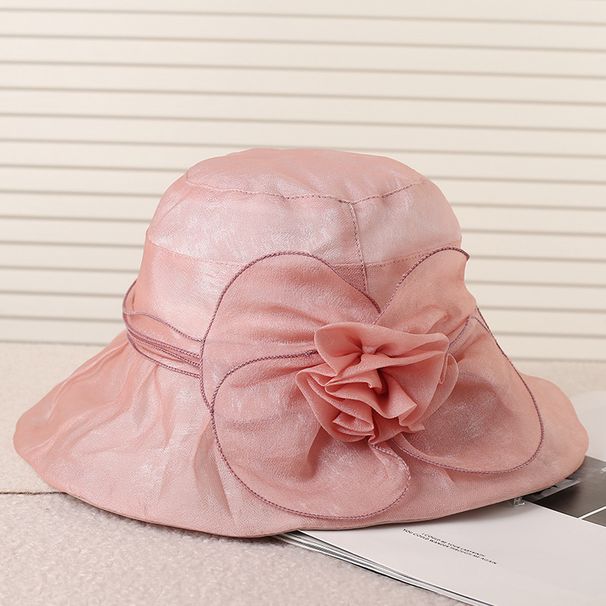 Spring And Summer Korean Style New Vintage Floral Mesh Hat, Beach Sun Protection For Women, Organza Top Hat_desvips.com