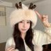 Lei Feng Cold-Proof Outdoor Japanese Style Warm Plush Ear Protection Fleece-Lined Autumn Winter Deer Antlers Women_desvips.com