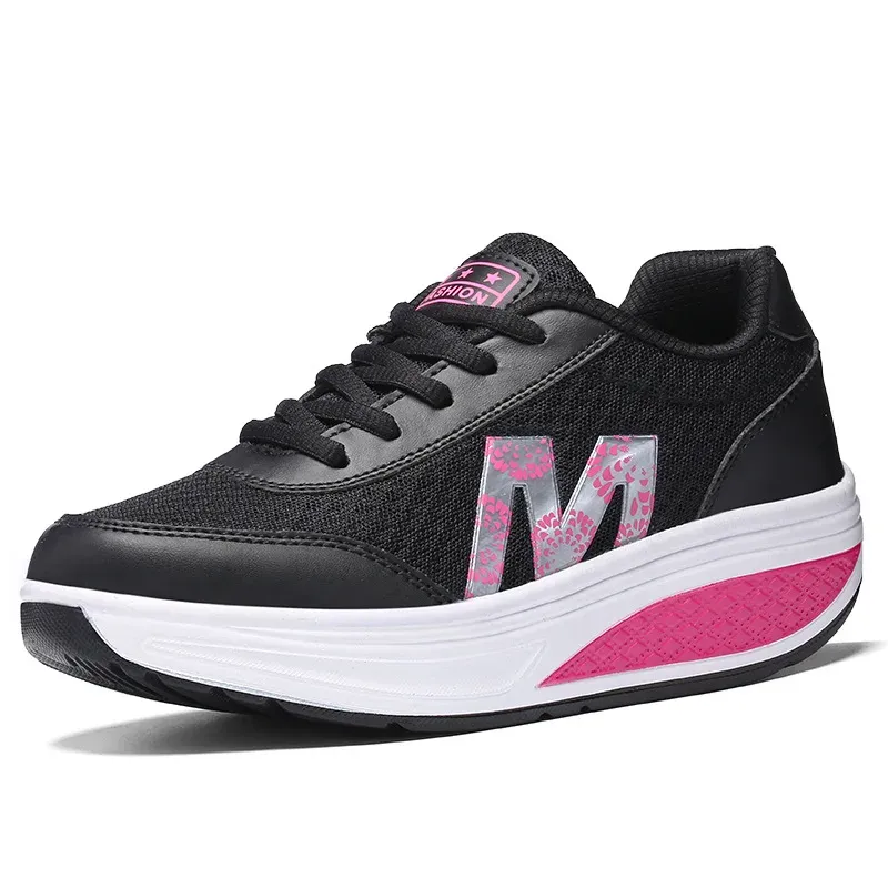 Women Breathable Toning Platform Wedge Fitness Slimming Shoes Spring Autumn Lose Weight Swing Sneakers Big Size_desvips.com