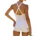 001 Cross-Border New V-Neck One-Piece With Slit Anti-Exposure And Chest Pad Tennis Outfit Fitness Outdoor Sports Skirt For_desvips.com