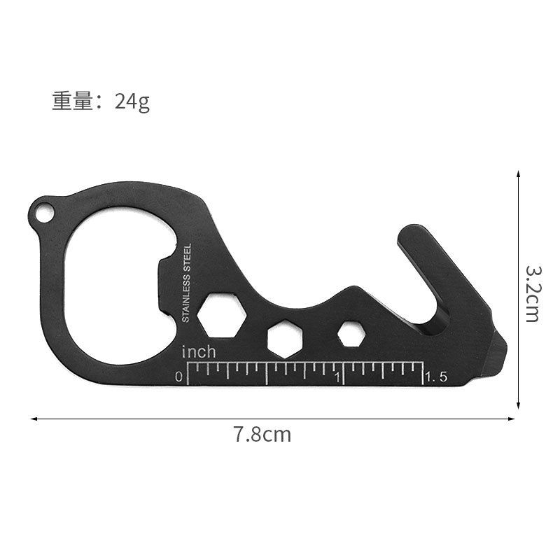 Multifunctional Outdoor Portable Multi-Shaped Keychain Bottle Opener Camping Stainless Steel Creative Tool Card_desvips.com