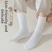 Black And White Solid Color Sports Cotton Socks Men's And Women's mid Calf Short Socks Breathable Comfortable Sweat Absorbent Long Socks_desvips.com