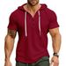 Men's Clothing Men's Waffle Fabric Slim Fit Short Sleeved Drawstring Hoodie Polo Shirt_desvips.com