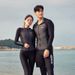 New Couple Zipper Diving Suit Men Surfing Conservative Slimming Boxer Student Long Sleeve Hot Spring Swimsuit_desvips.com